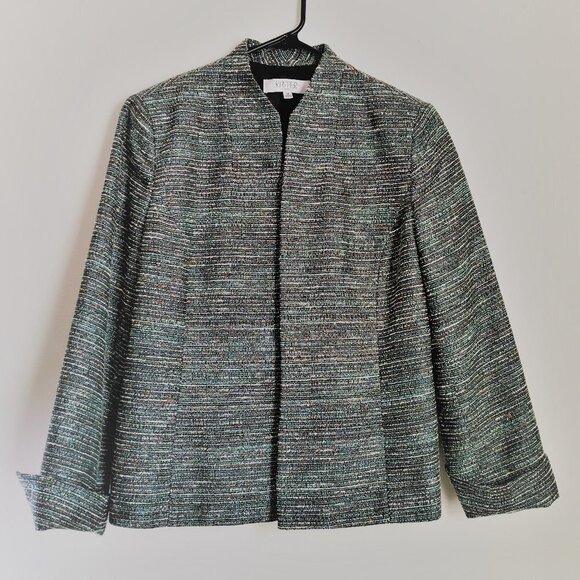 NWOT Kasper Women’s Kiss-Front Jacket Woven Green Size 12 - Picture 3 of 6